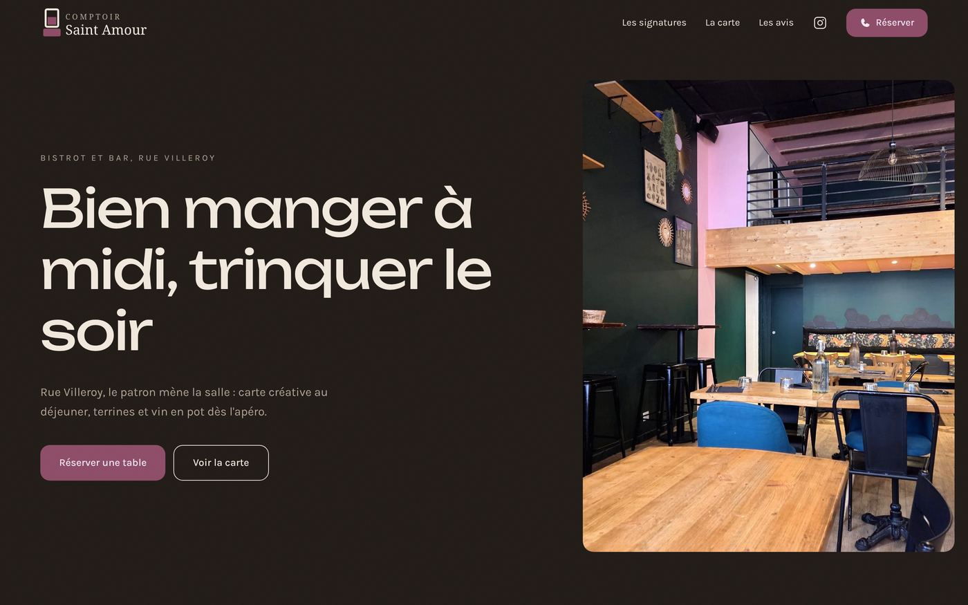 Site créé pour Comptoir Saint Amour