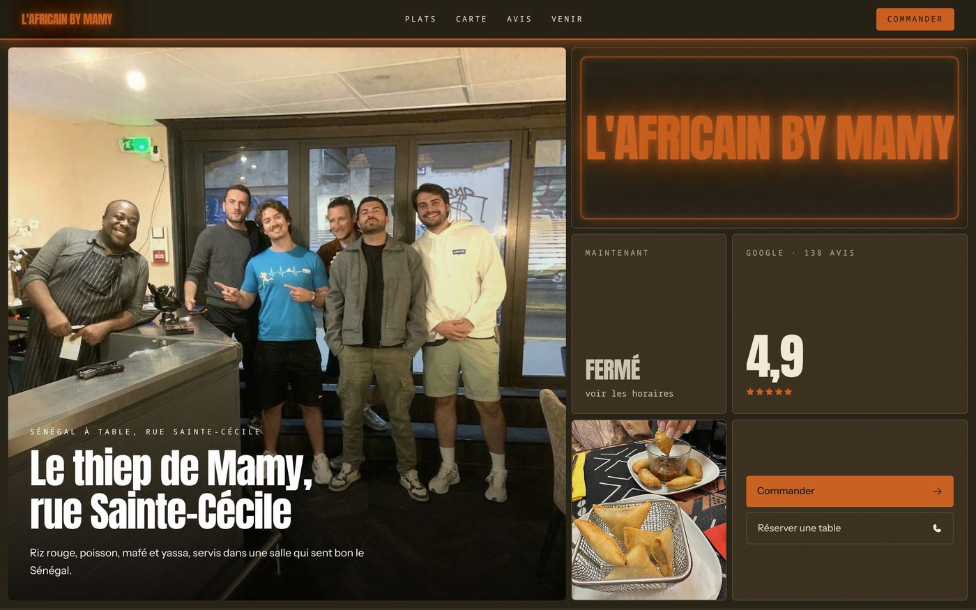 Site créé pour L'AFRICAIN BY MAMY