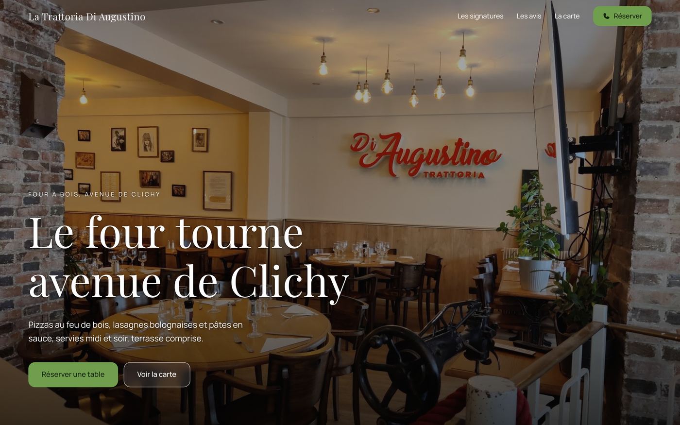 Site créé pour La Trattoria Di Augustino